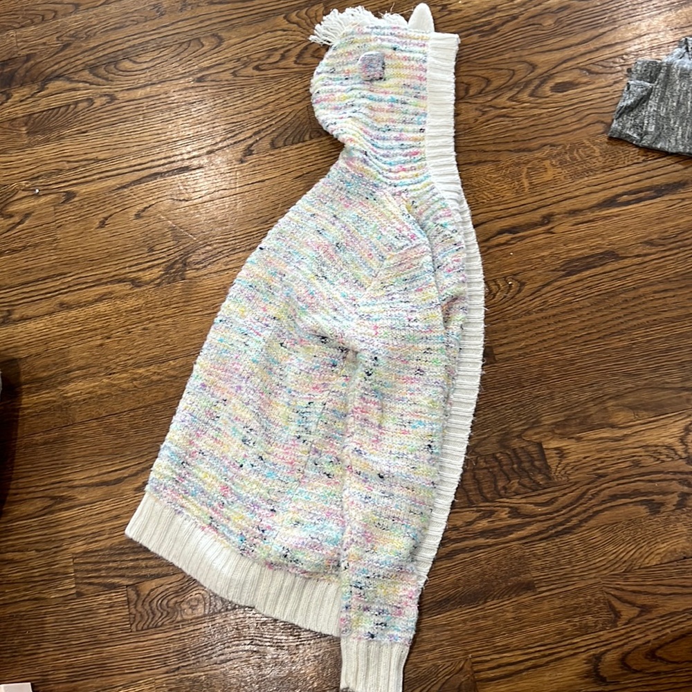 Cat & Jack Girls Rainbow sweater Cardigan hooded with ears. Excellent condition